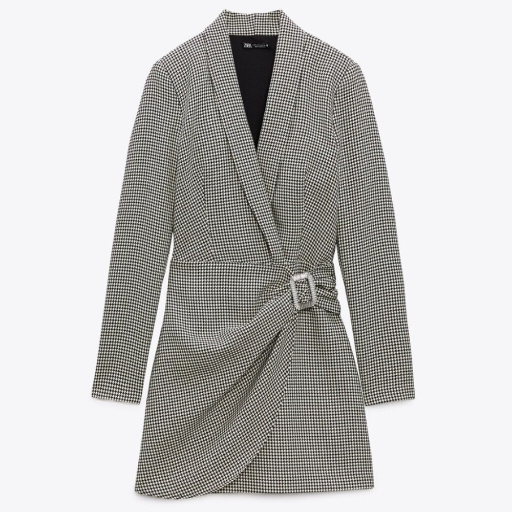 ZARA HOUNDSTOOTH MINI BLAZER DRESS